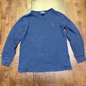 Polo Ralph Lauren Boy's V Neck Long Sleeve T-Shirt‎ Blue Size 6